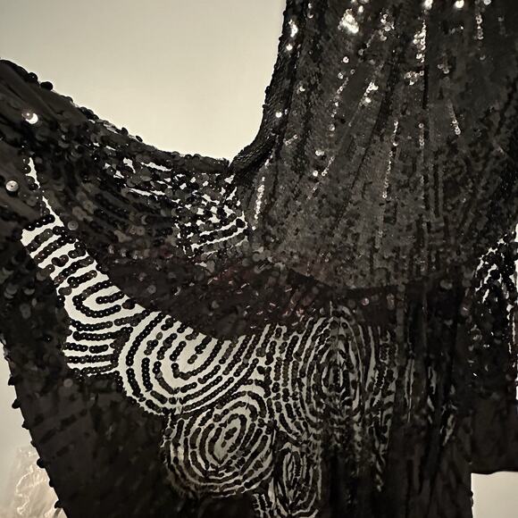 Mandalay 4 Dress Spaghetti Strap Sequin Sheer Hi Lo Cocktail Black NWT VTG - Picture 6 of 12